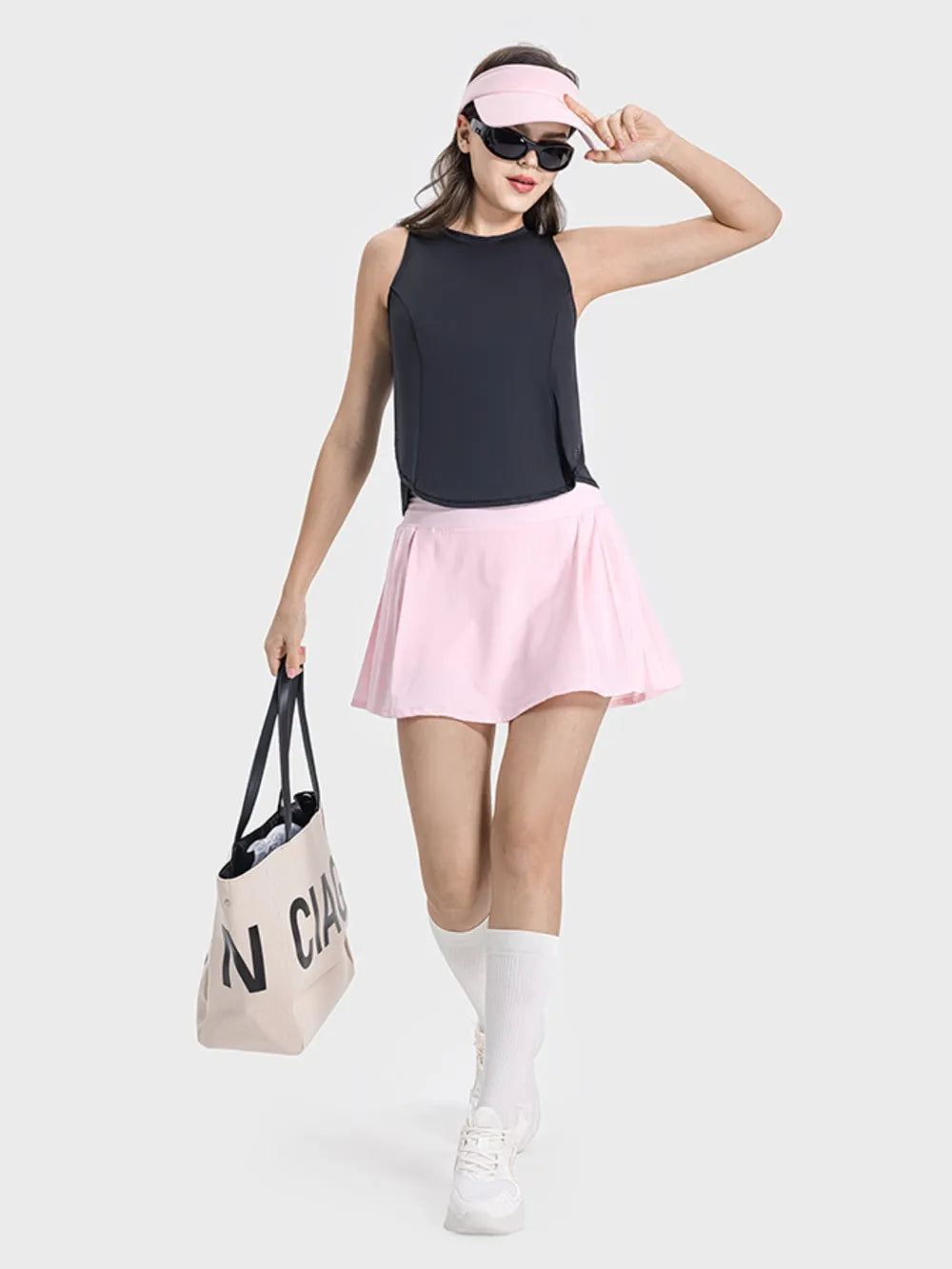 Round Neck Active Tank side view