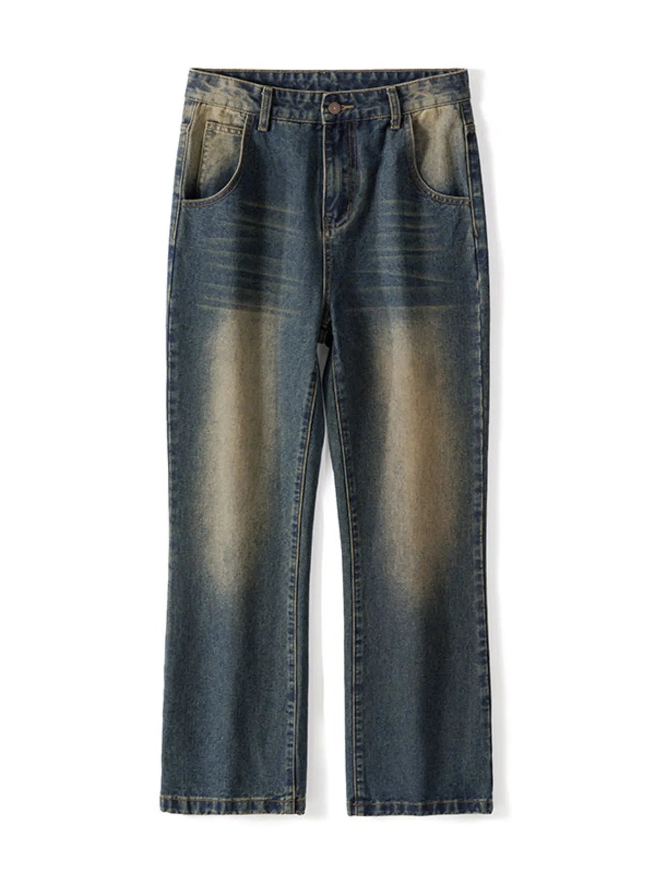 Men's Plus Size Washed Straight Leg Jeans - Fashorio