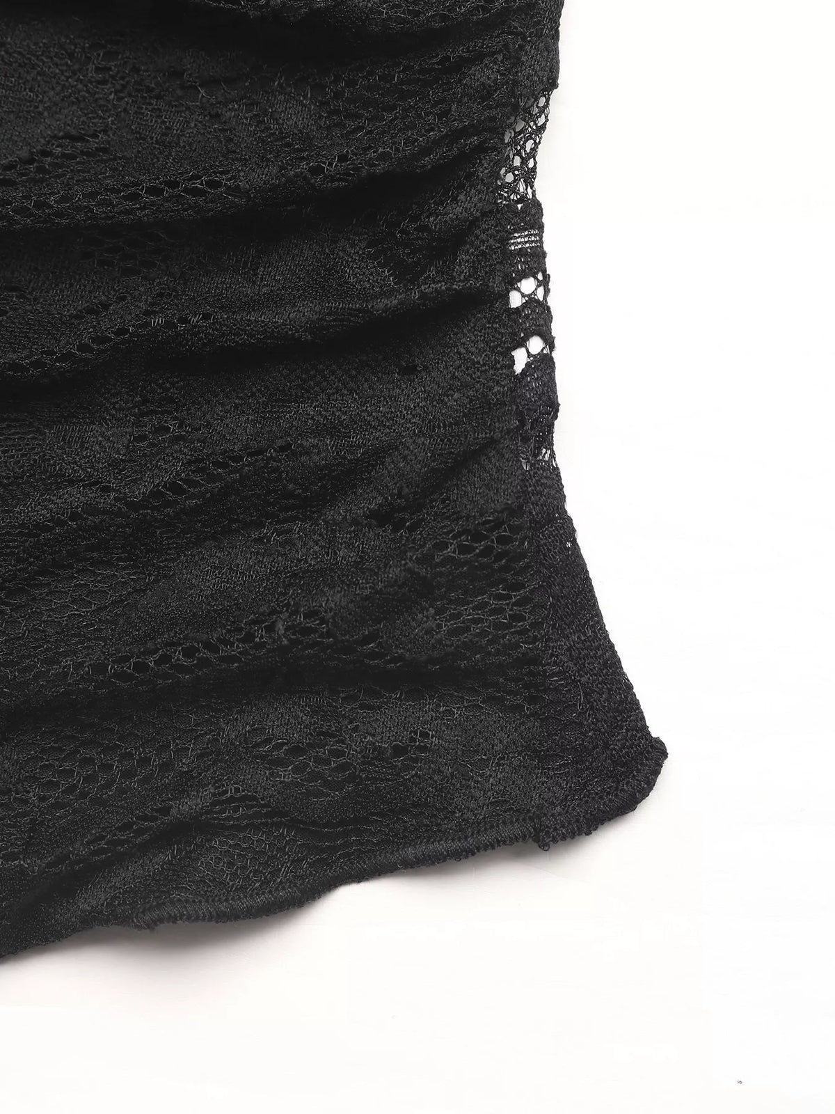 Lace V neck top in black styled view