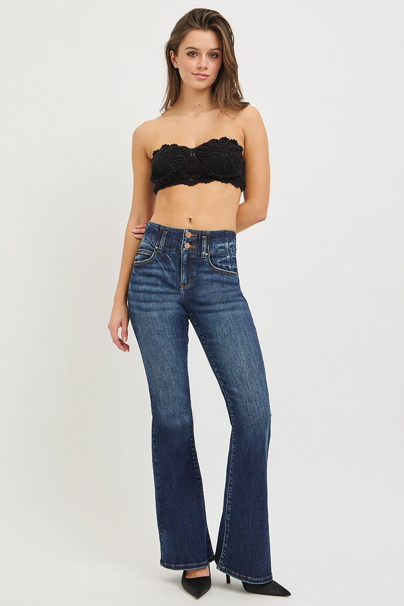 Flare denim hemline detail