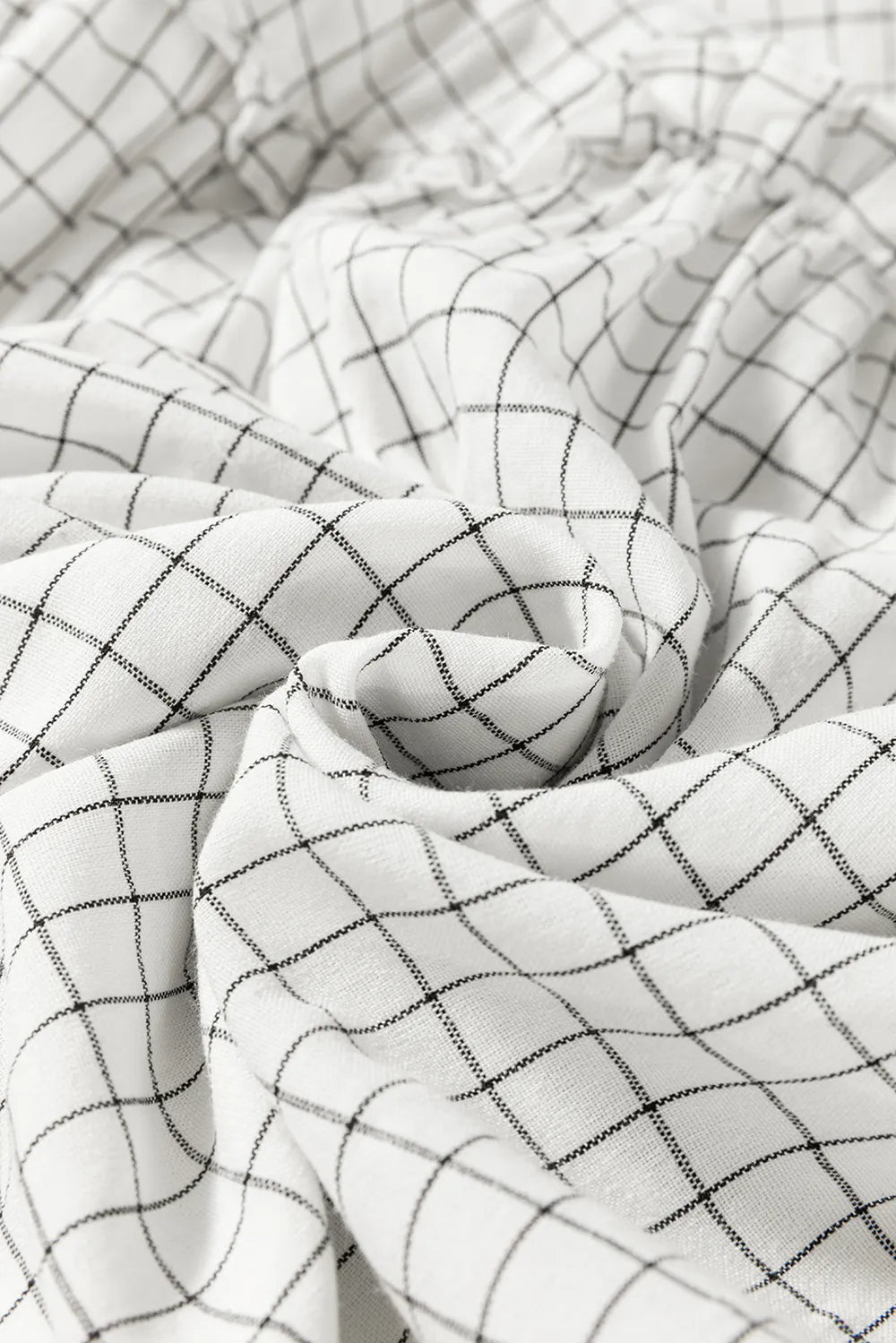 Frill Plaid Balloon Sleeve Mini Dress in White view 8