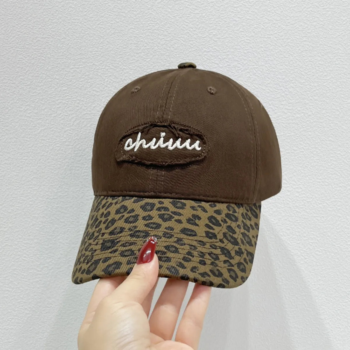 Leopard Print Baseball Cap with Embroidered Letter - Fashorio