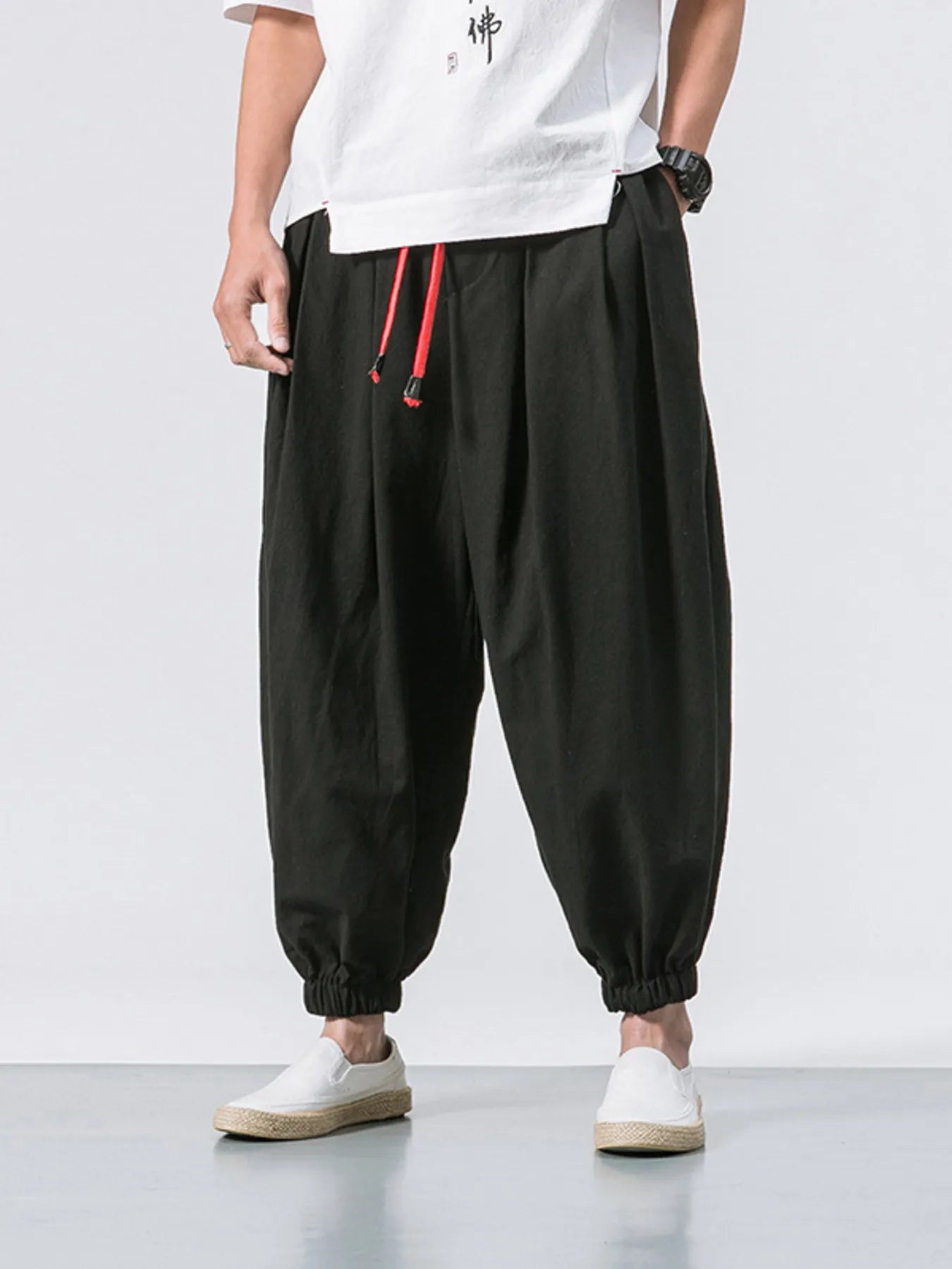 Men's Plus Size Casual Drawstring Joggers Noirnoir - Fashorio