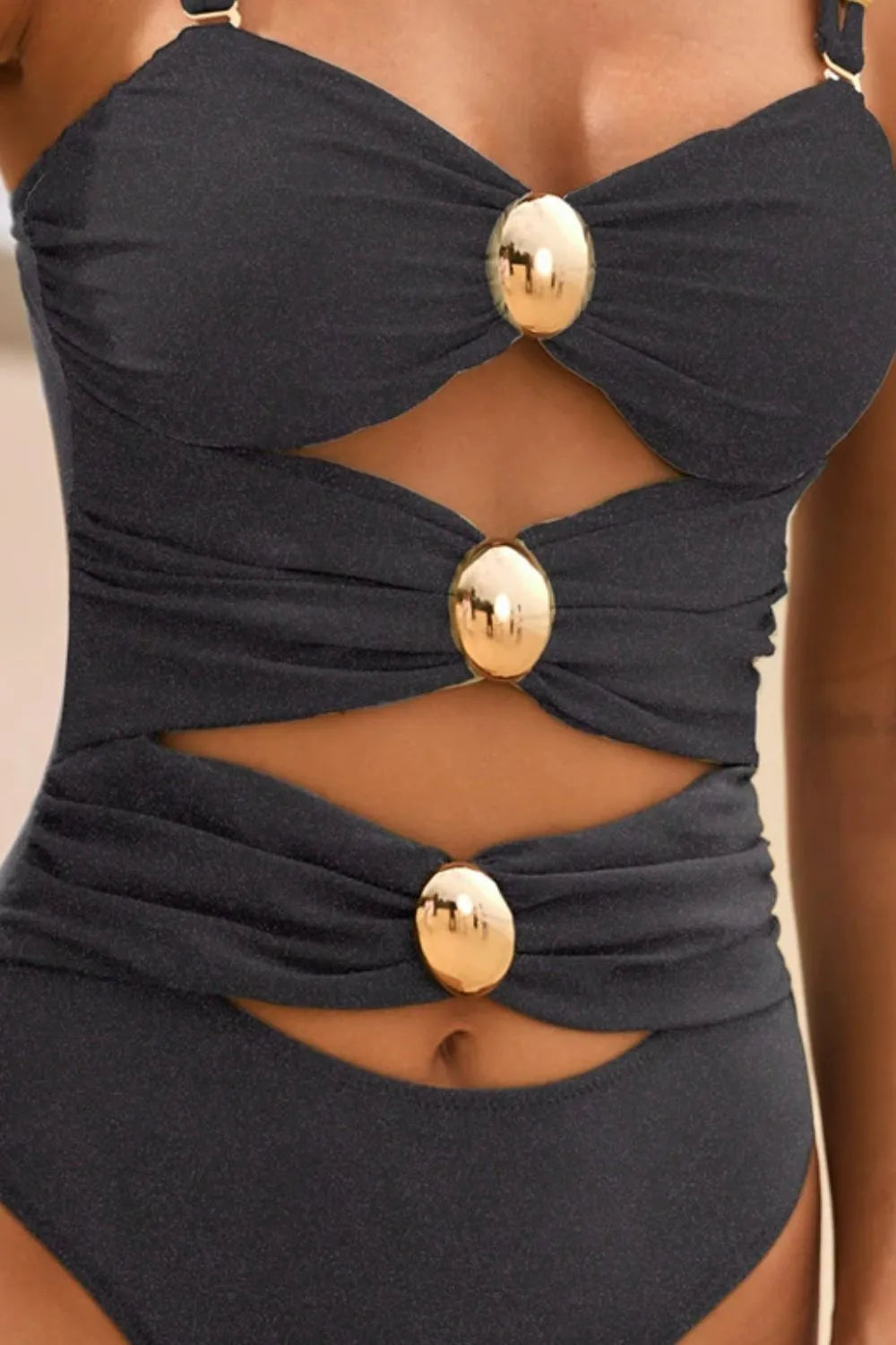 One piece swimsuit cutout side view