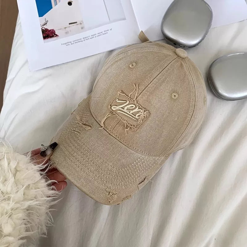 Cotton baseball cap back view with closure