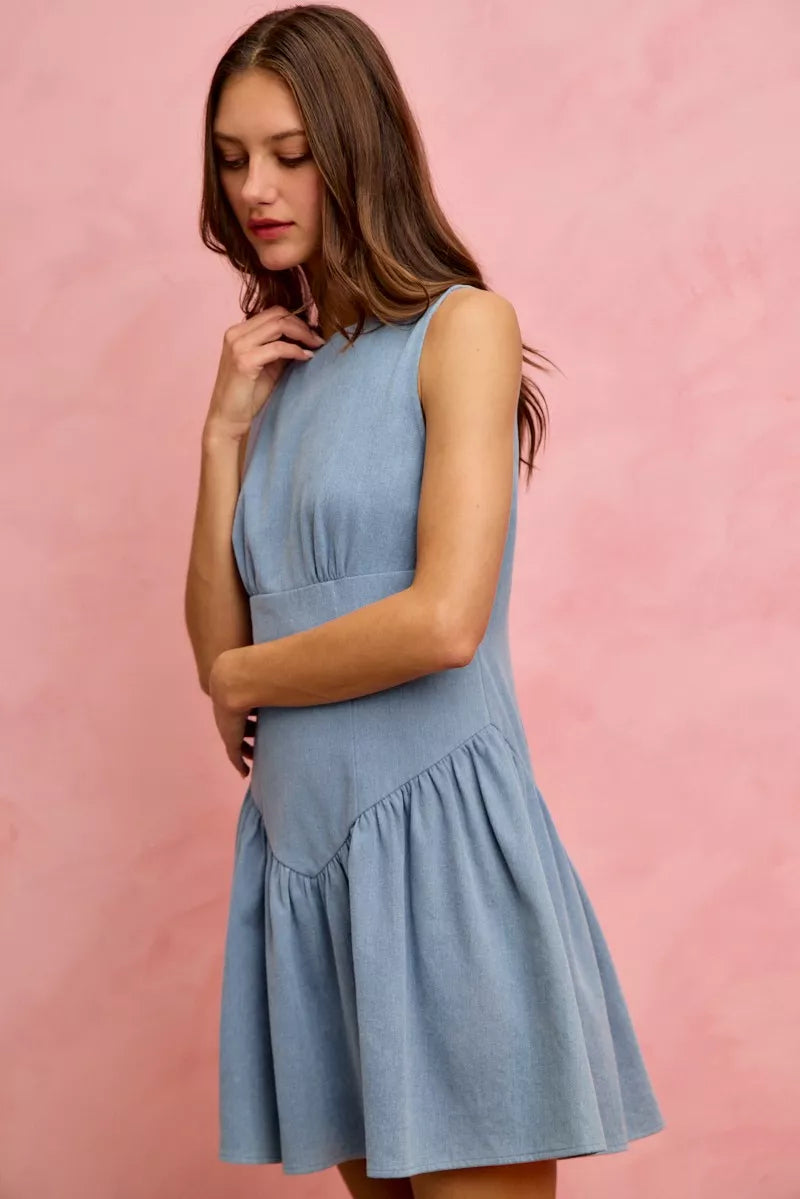 Fit And Flare Sleeveless Denim Mini Dress view 8