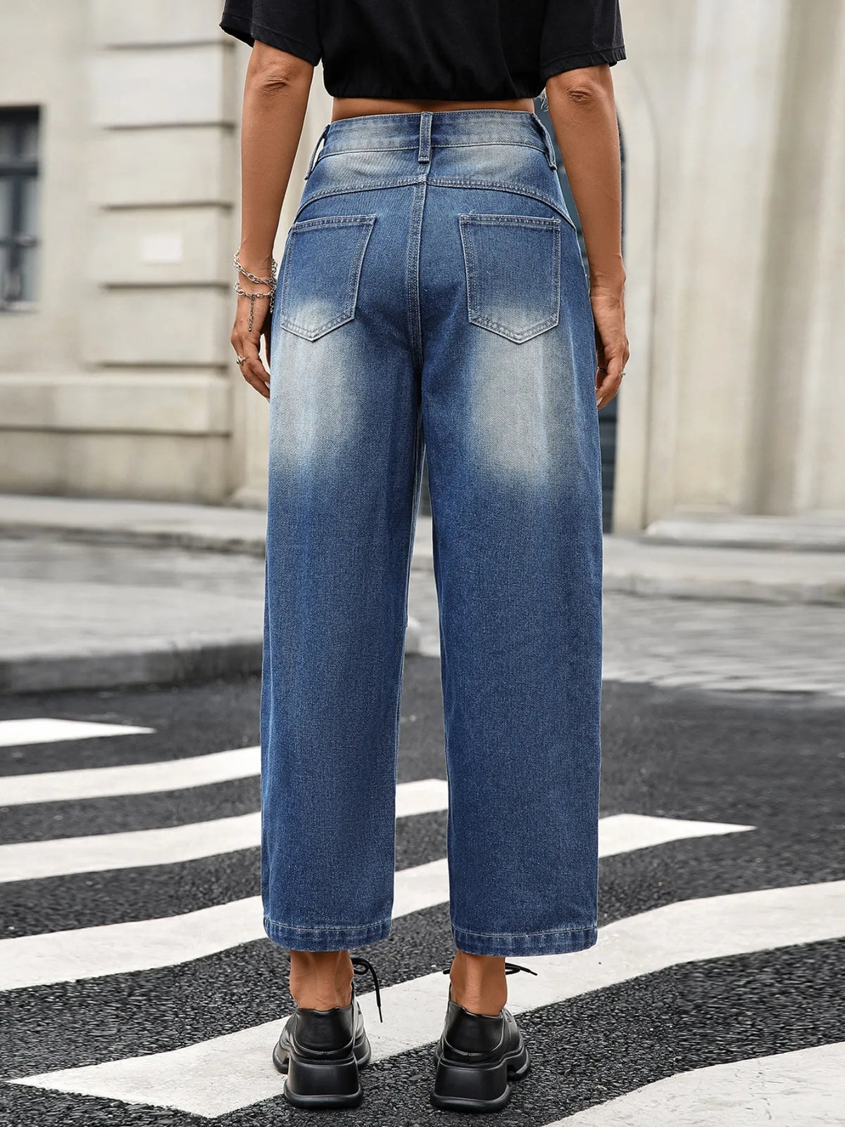 Wide leg rayon jeans side view