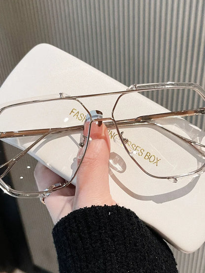 UV Protection Oversized Sunglasses Transparent Frame Flat Light onesize - Fashorio