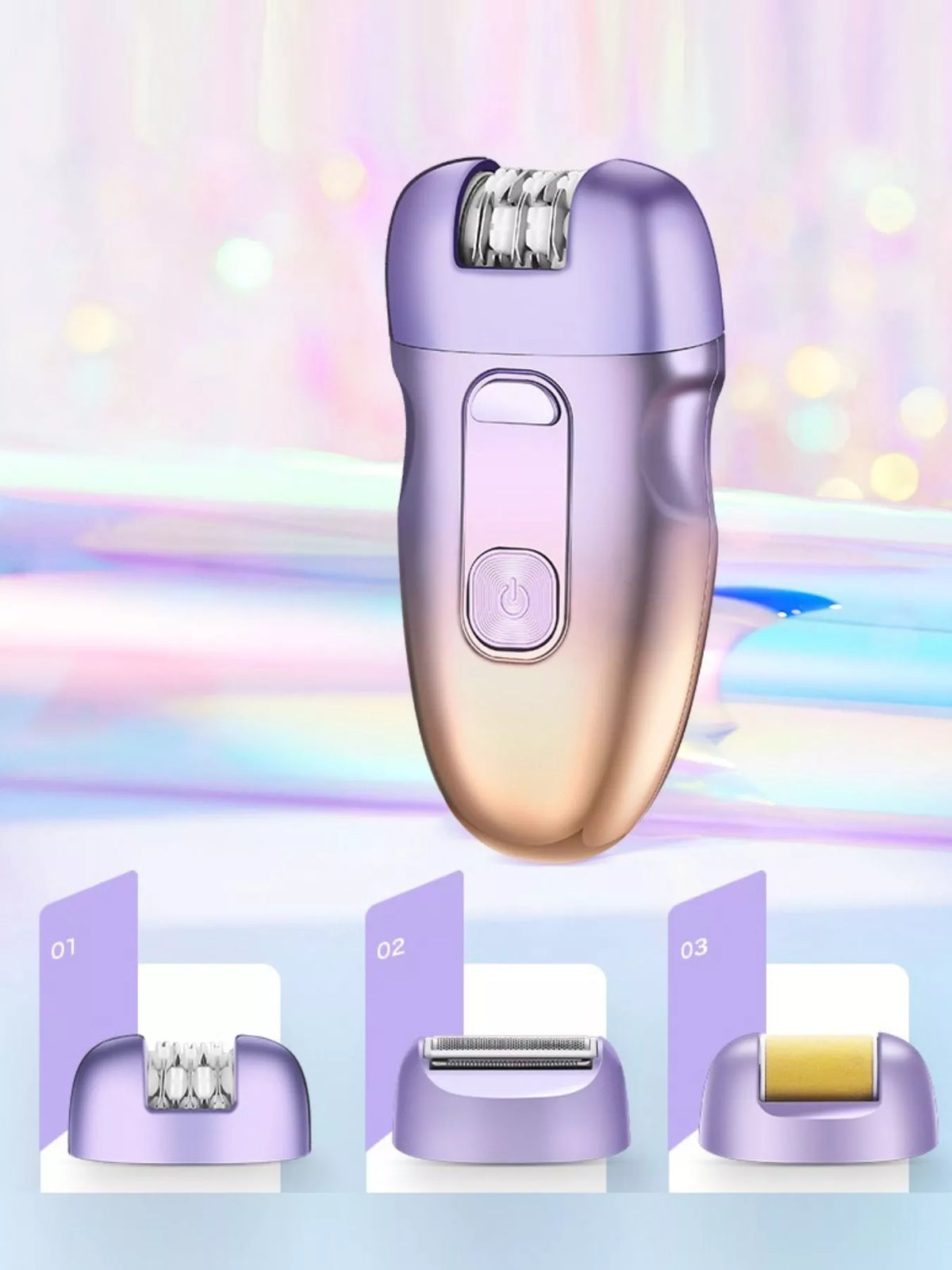Epilator interchangeable heads close up