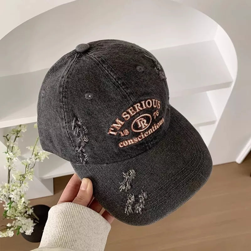 Distressed embroidered cap full color range