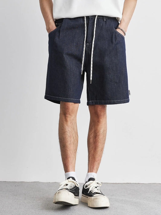 Men's Plus Size Pocketed Denim Shorts Blue - Fashorio