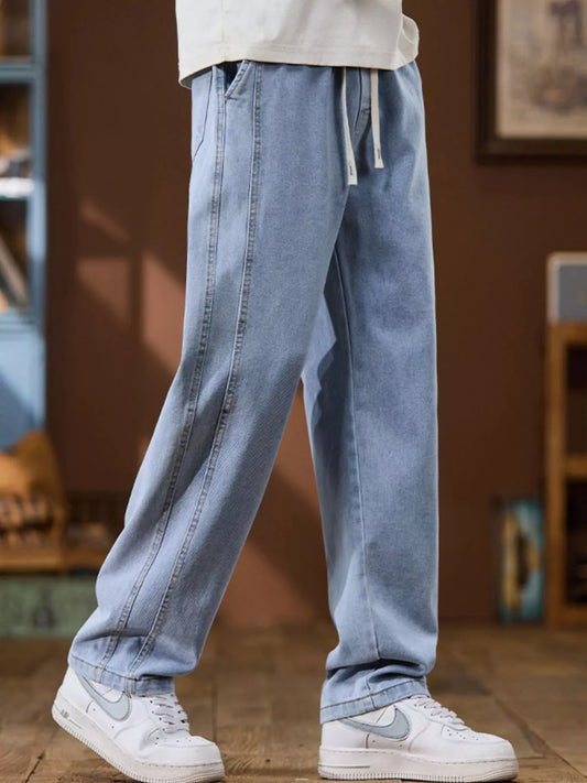Men's Plus Size Wide Leg Jeans Blue - Fashorio