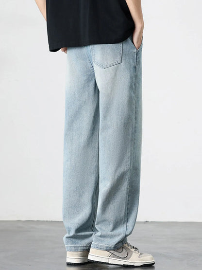 Men's Plus Size Washed Straight Leg Jeans - Fashorio