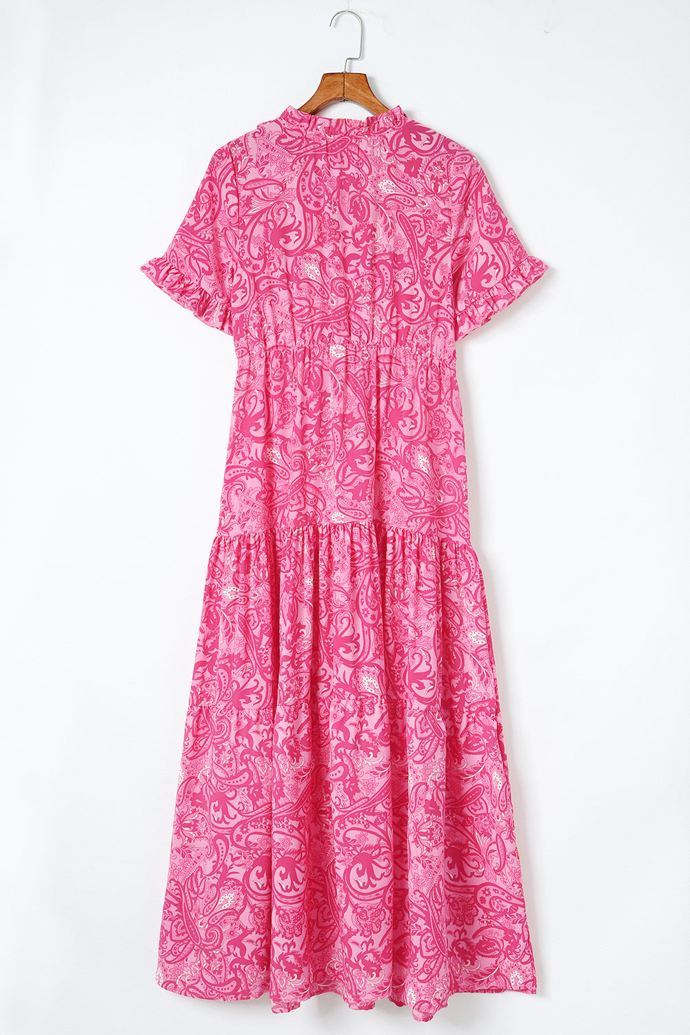 Paisley Print Flounce Sleeve Maxi Dress - Fashorio