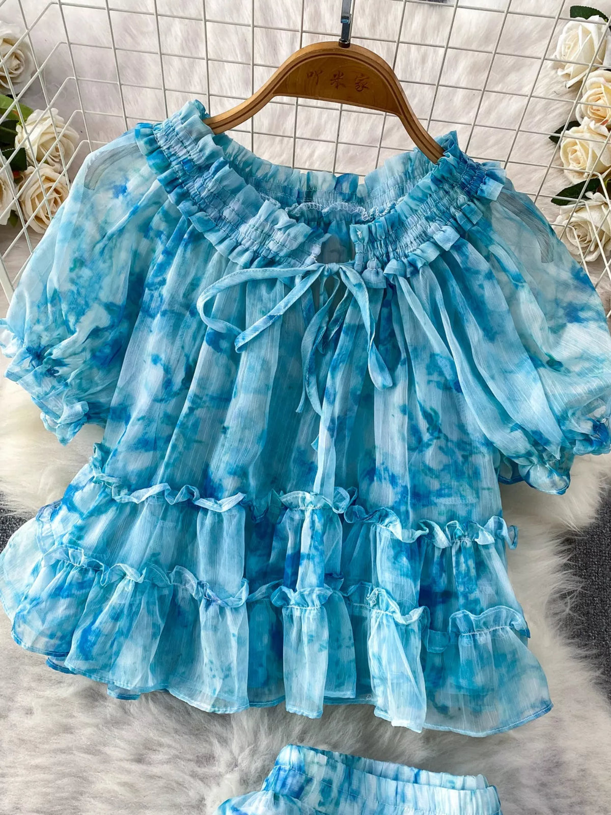 Floral set blue color full look