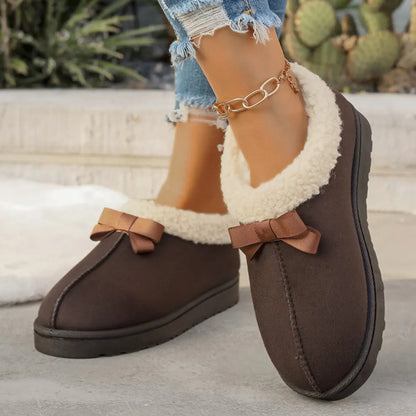 Cozy Winter Ankle Boots with Fleece Lining Coffee Brown - Fashorio