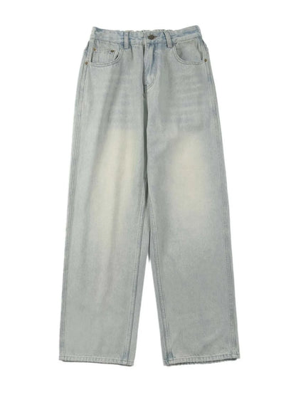 Men's Full Size Vintage Washed Wide Leg Relaxed Fit Jeans Plus Size - Fashorio