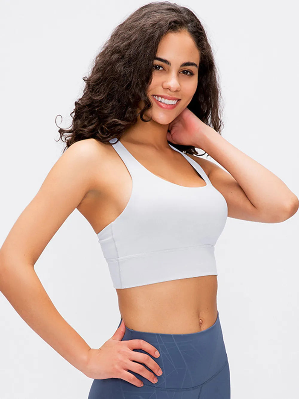 Crisscross scoop neck active tank look view