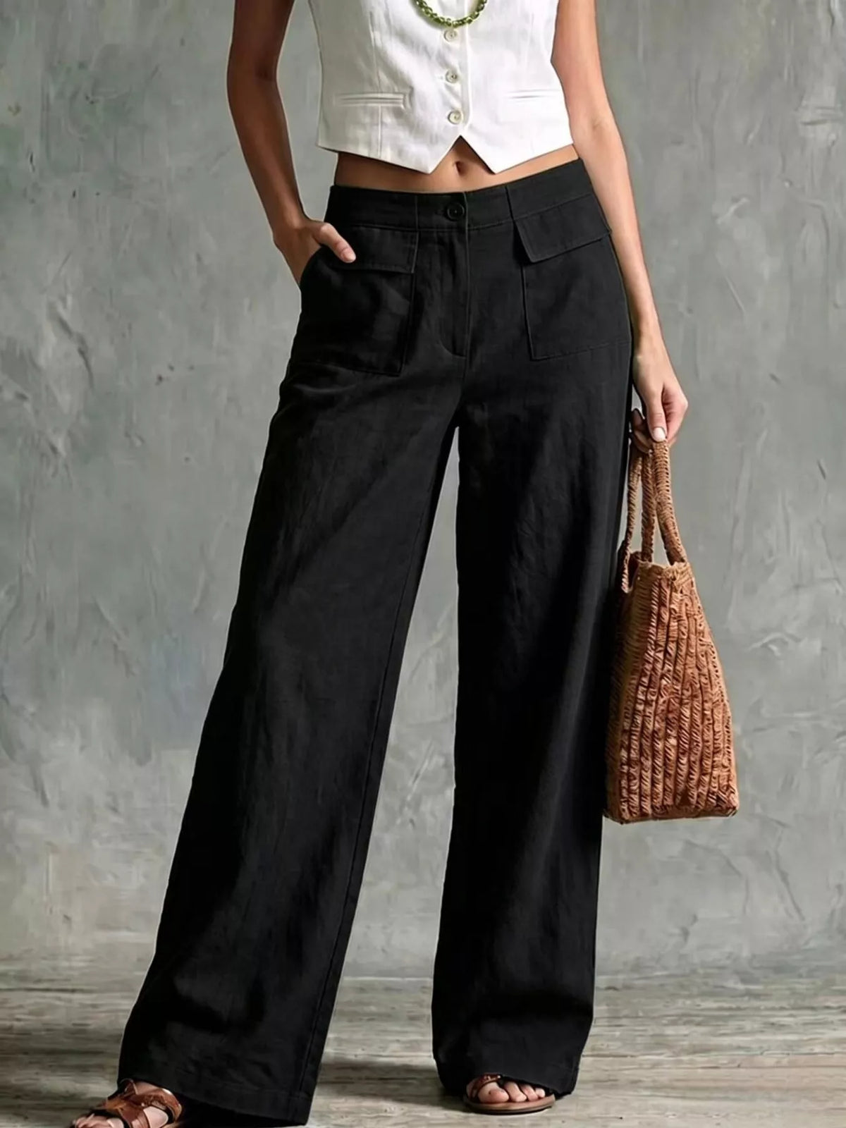 Wide Leg Pants with Pockets, view 7