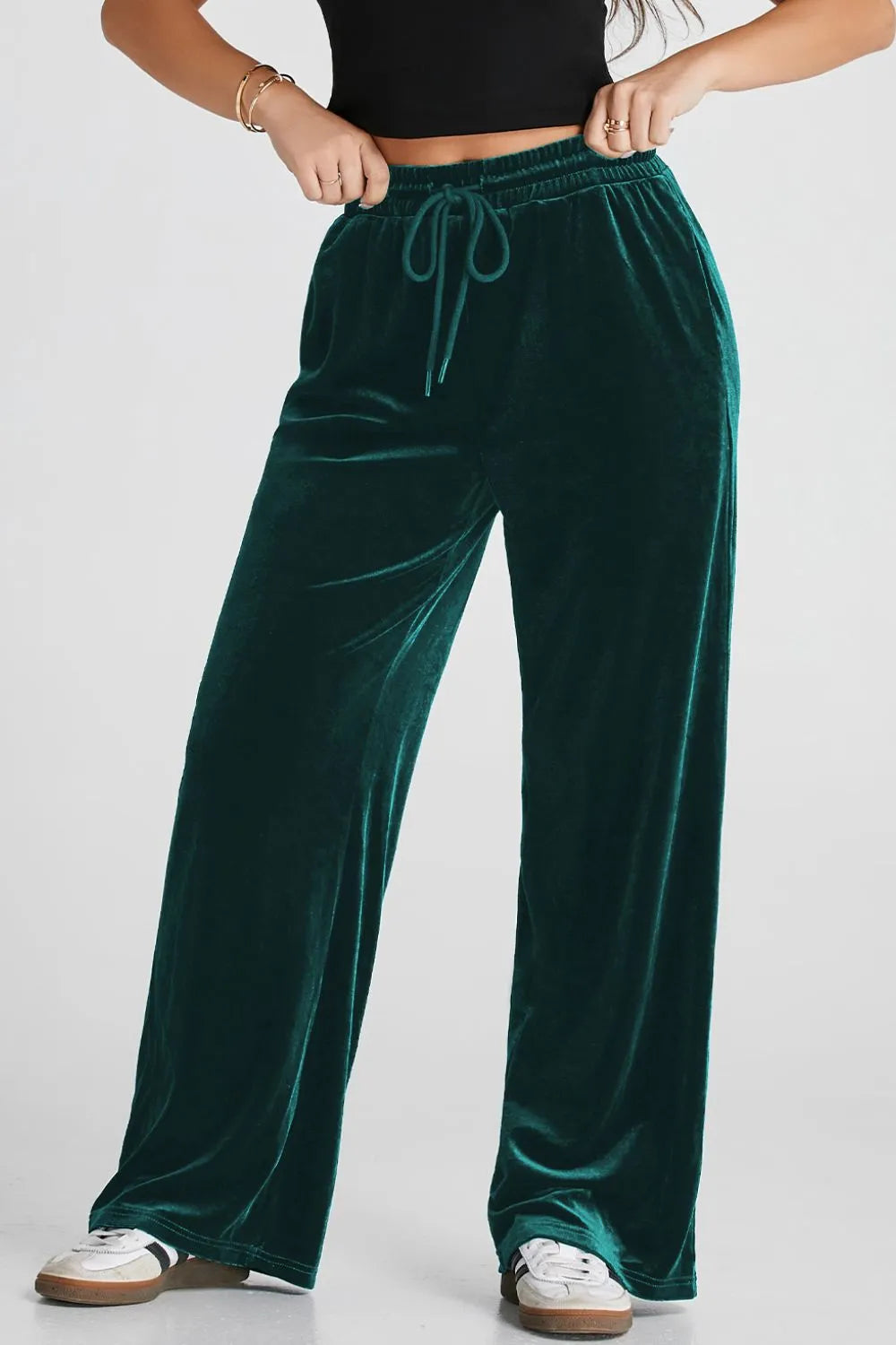 Drawstring Waist Wide Leg Active Pants - Fashorio