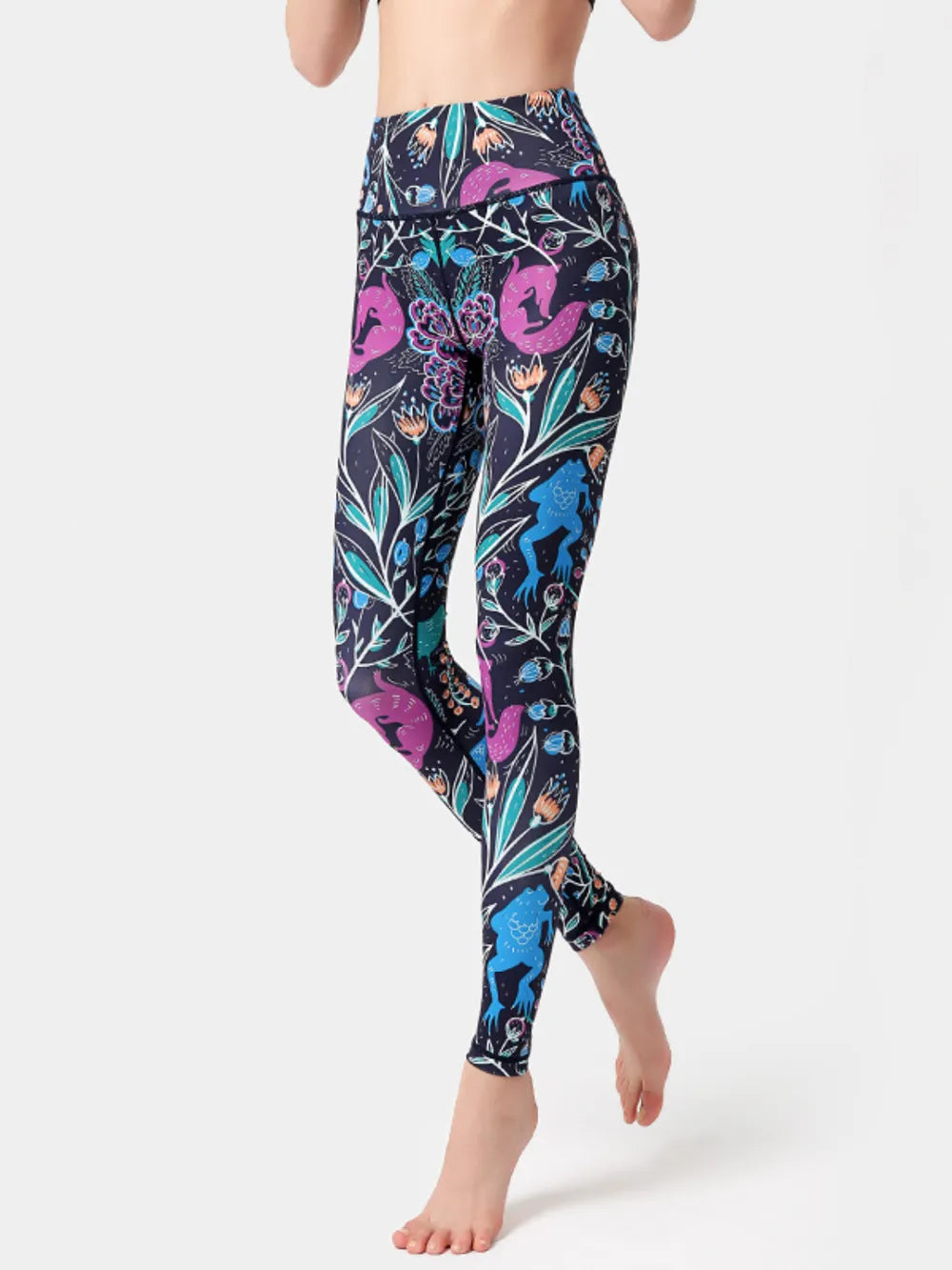 Printed High Waist Active Leggings Purple - Fashorio