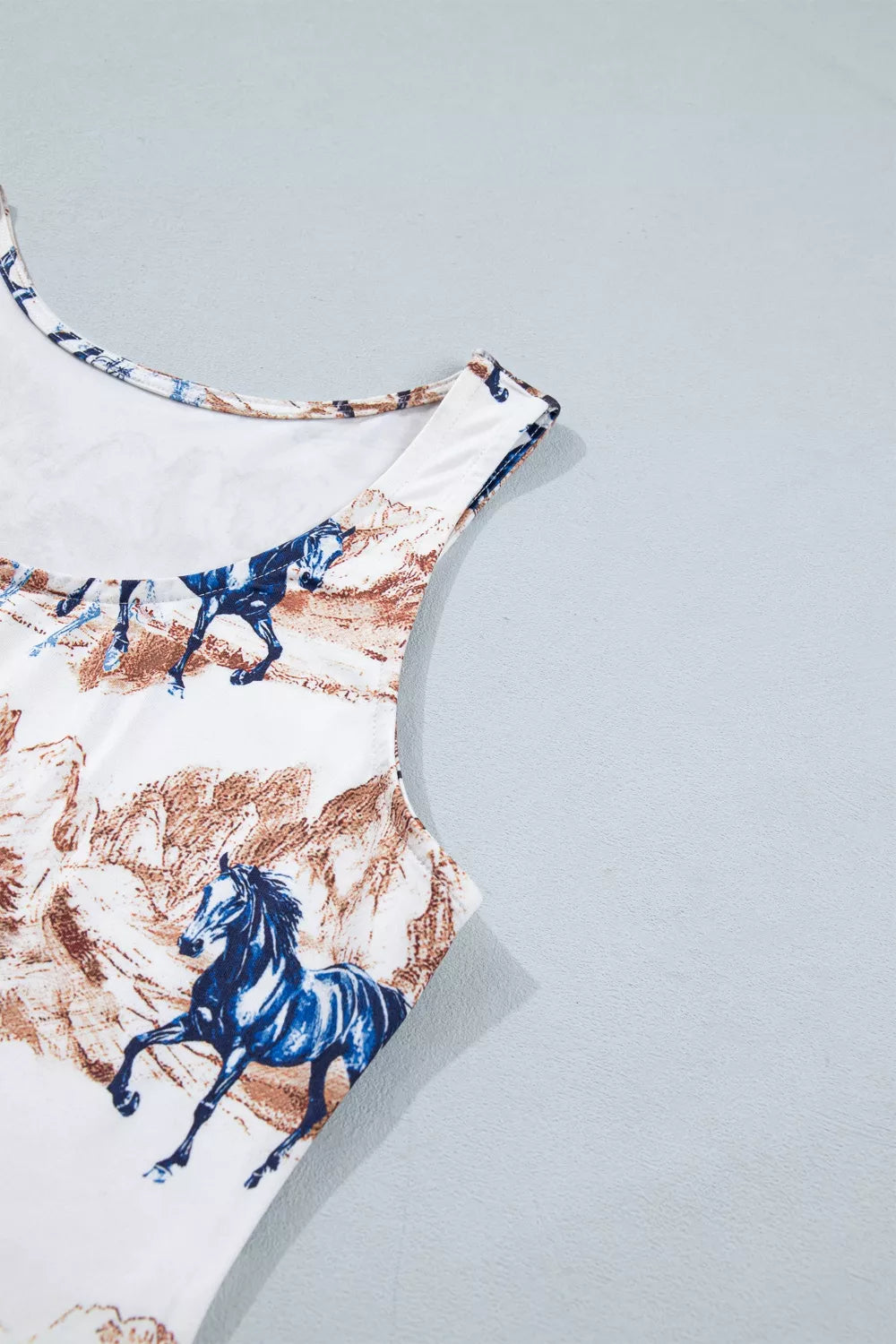taupe western slim fit tank top close up detail