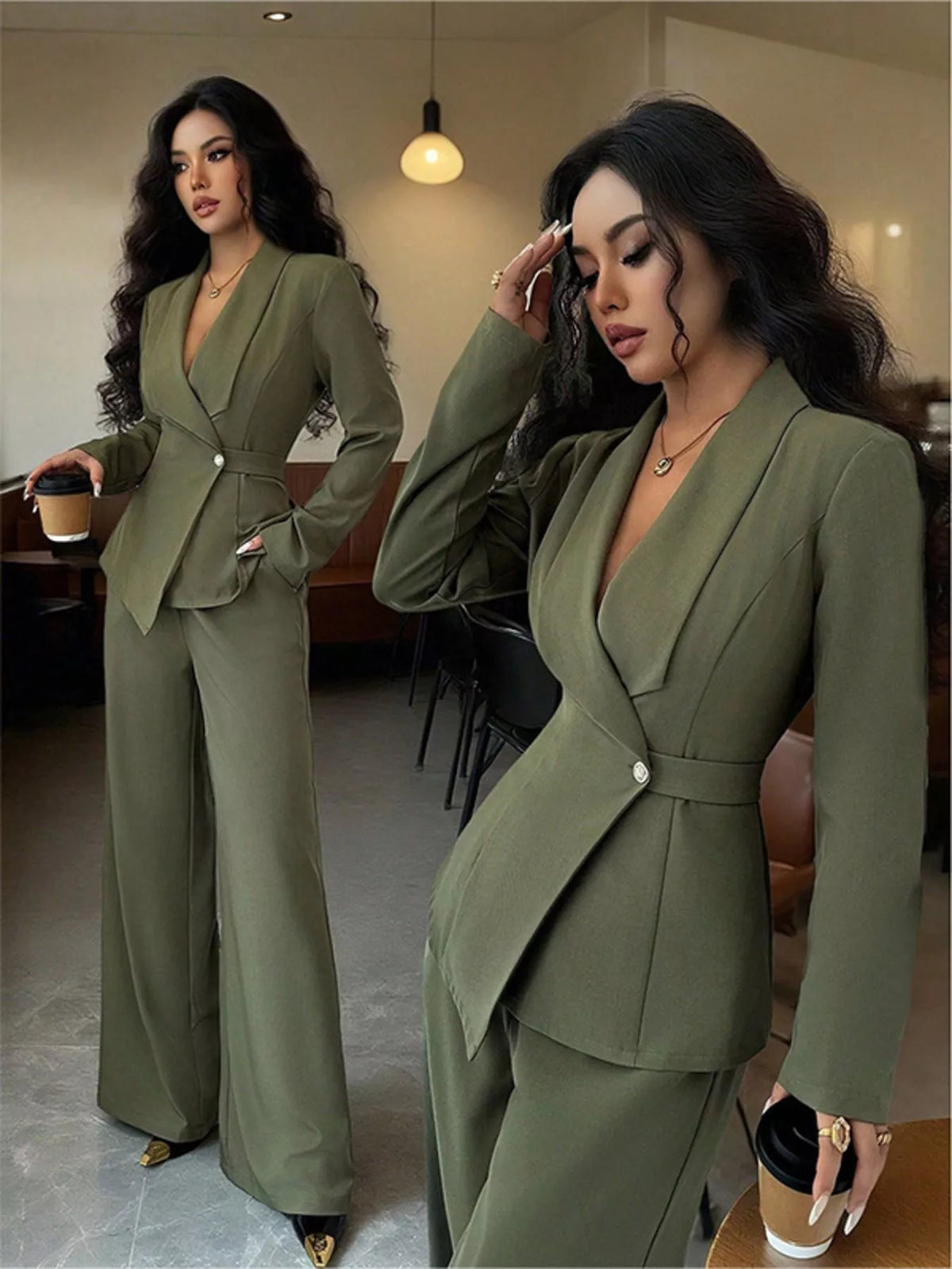 One button blazer set model view