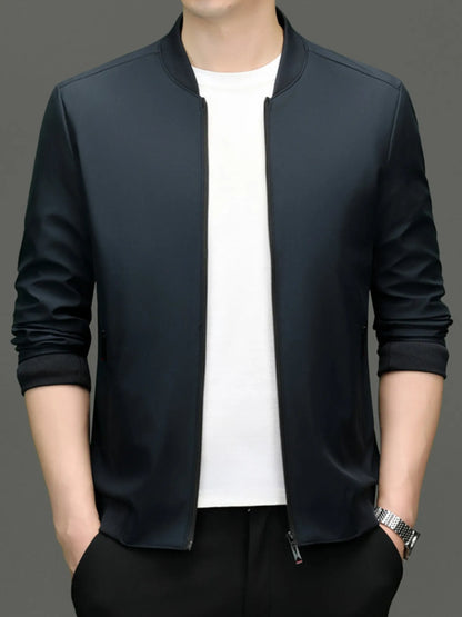 Men's Zip Up Long Sleeve Jacket Blue - Fashorio