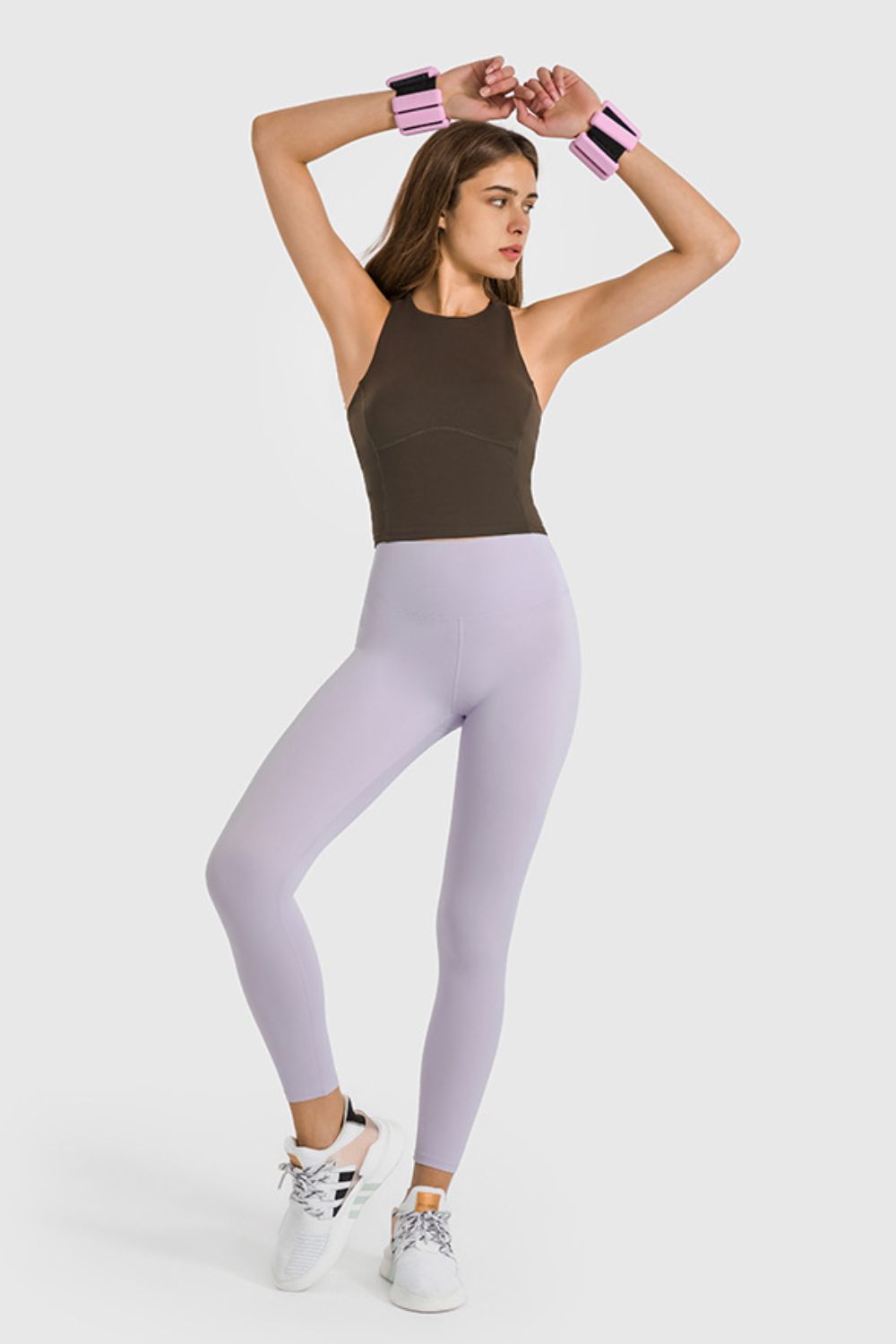 high waist ankle length yoga leggings full length view