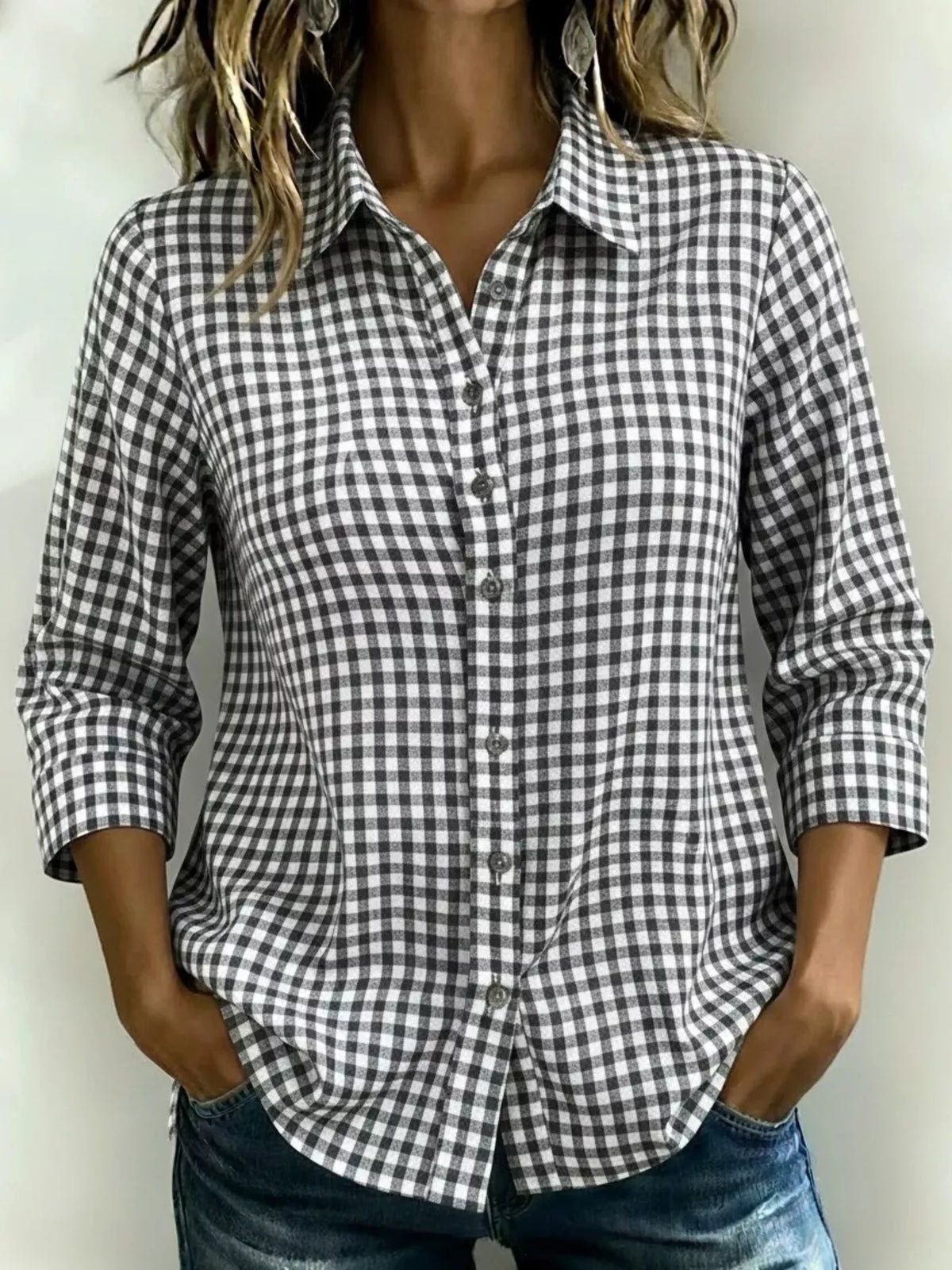 Button up plaid shirt alternate colour front view