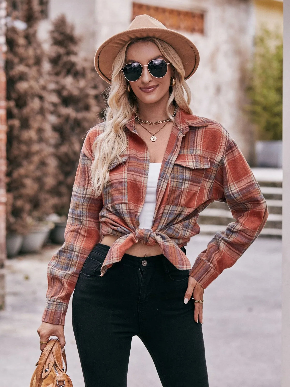 Plaid Long Sleeve Button Down Shirt, view 12