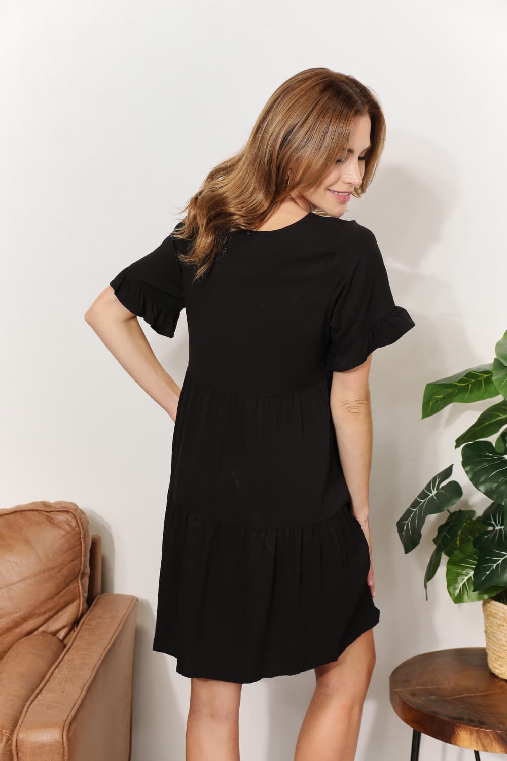 Mandy V Neck Flounce Sleeve Tiered Dress view 10