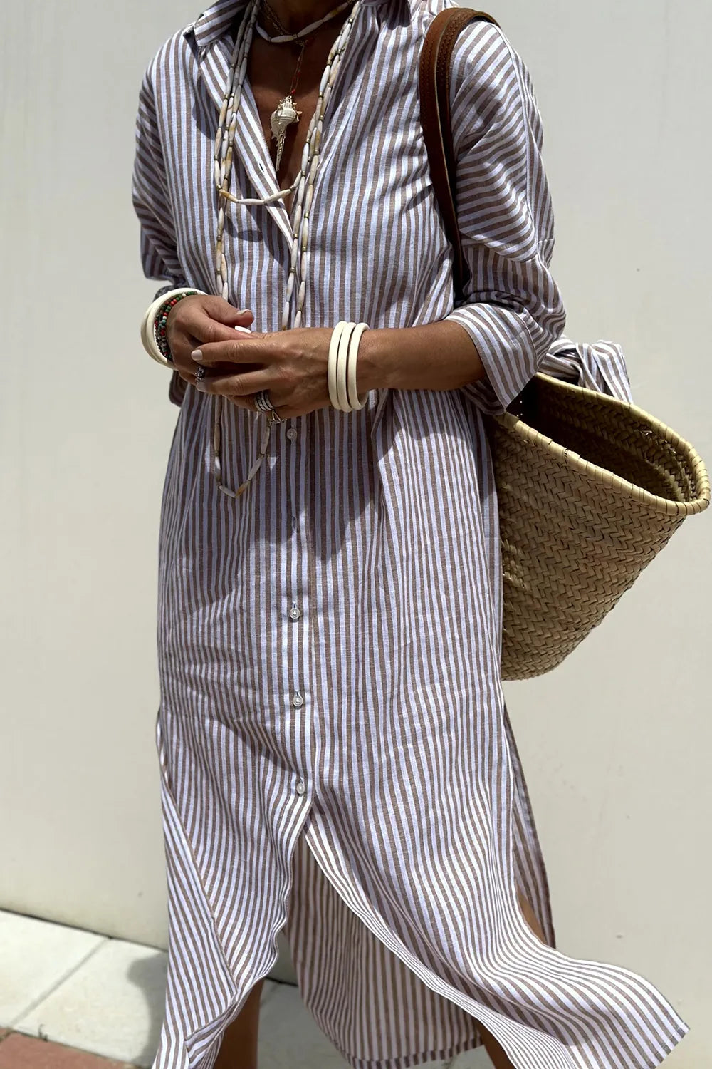 Three quarter sleeve dress full length styling