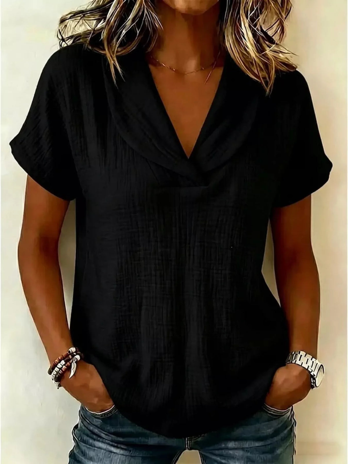 Short sleeve blouse alternate colour front view