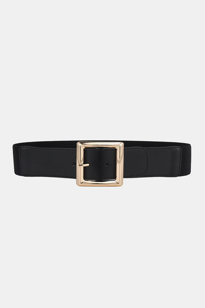 Rectangle Buckle Elastic Wide Belt - Fashorio