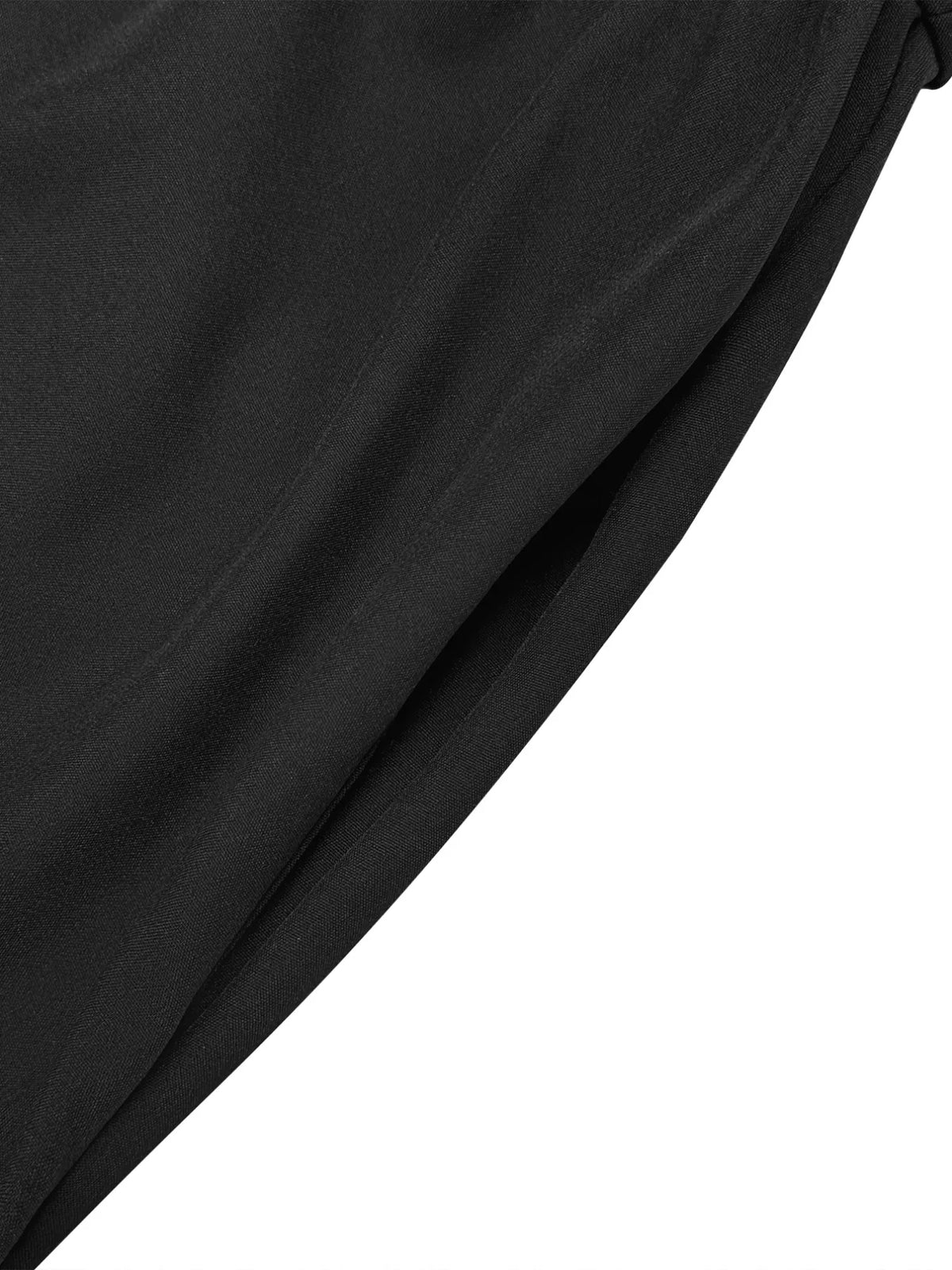 black button front long sleeve maxi dress close up view