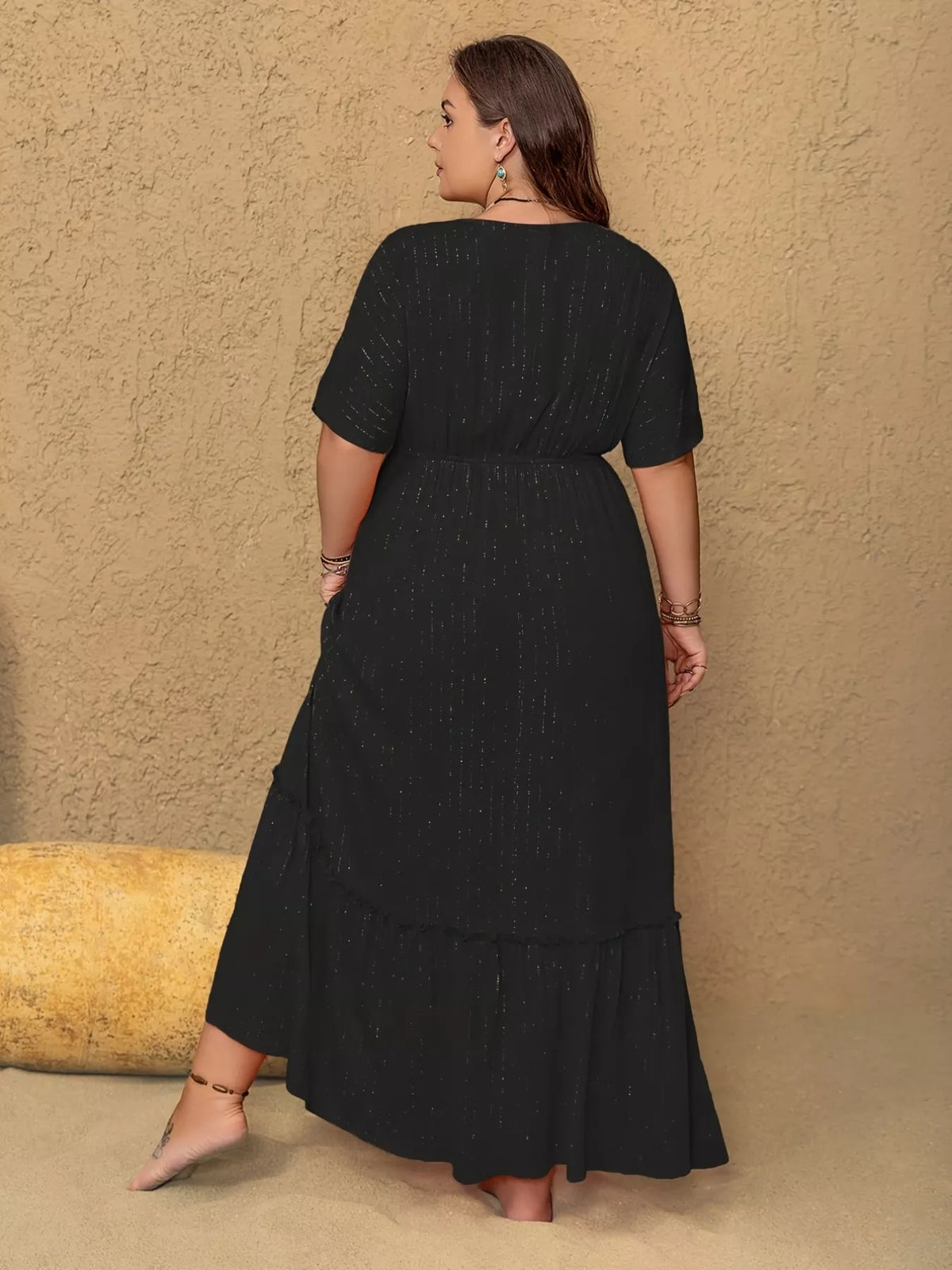 Embroidered maxi dress styled look