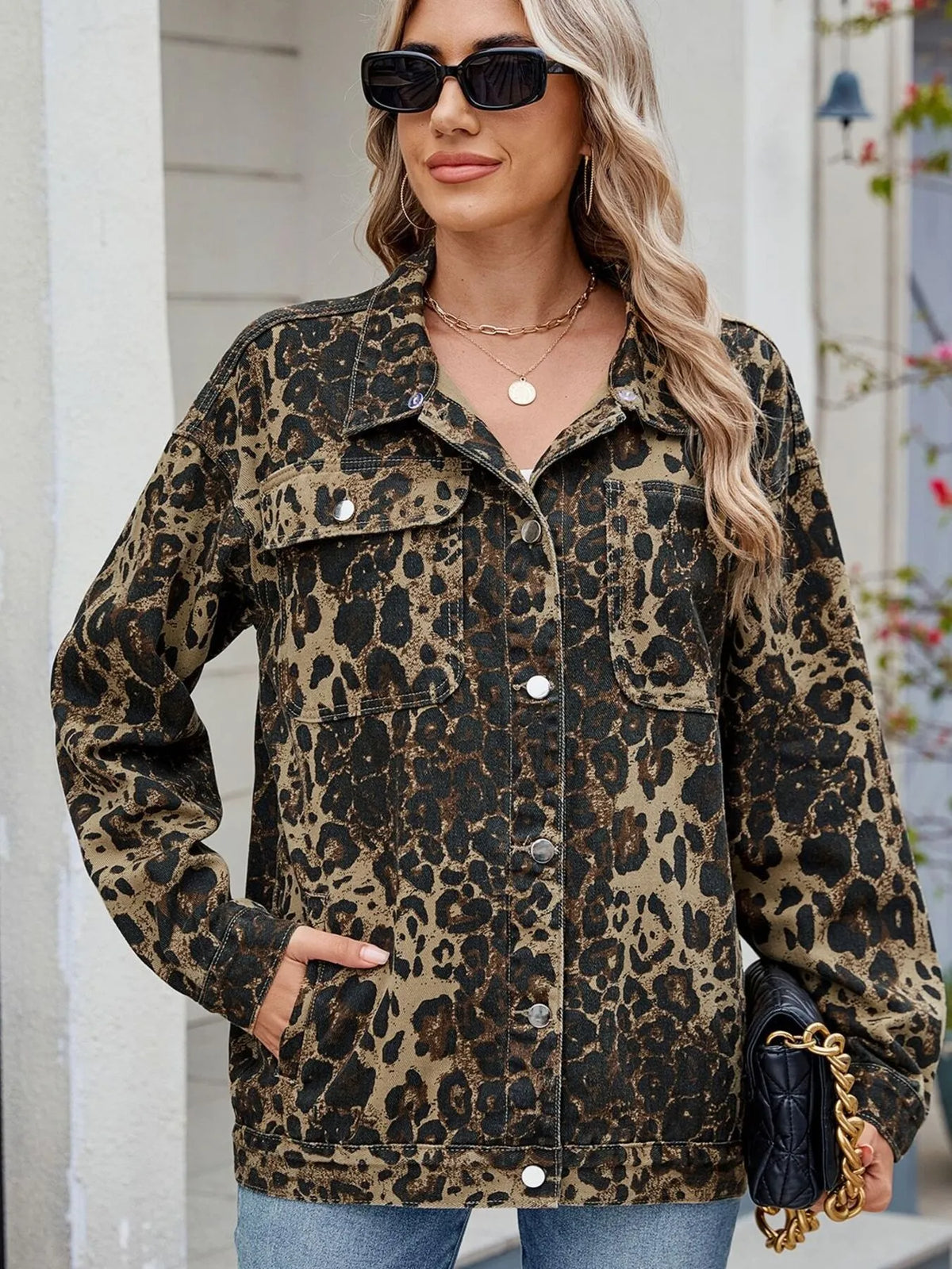 Leopard Print Oversized Denim Jacket styled look
