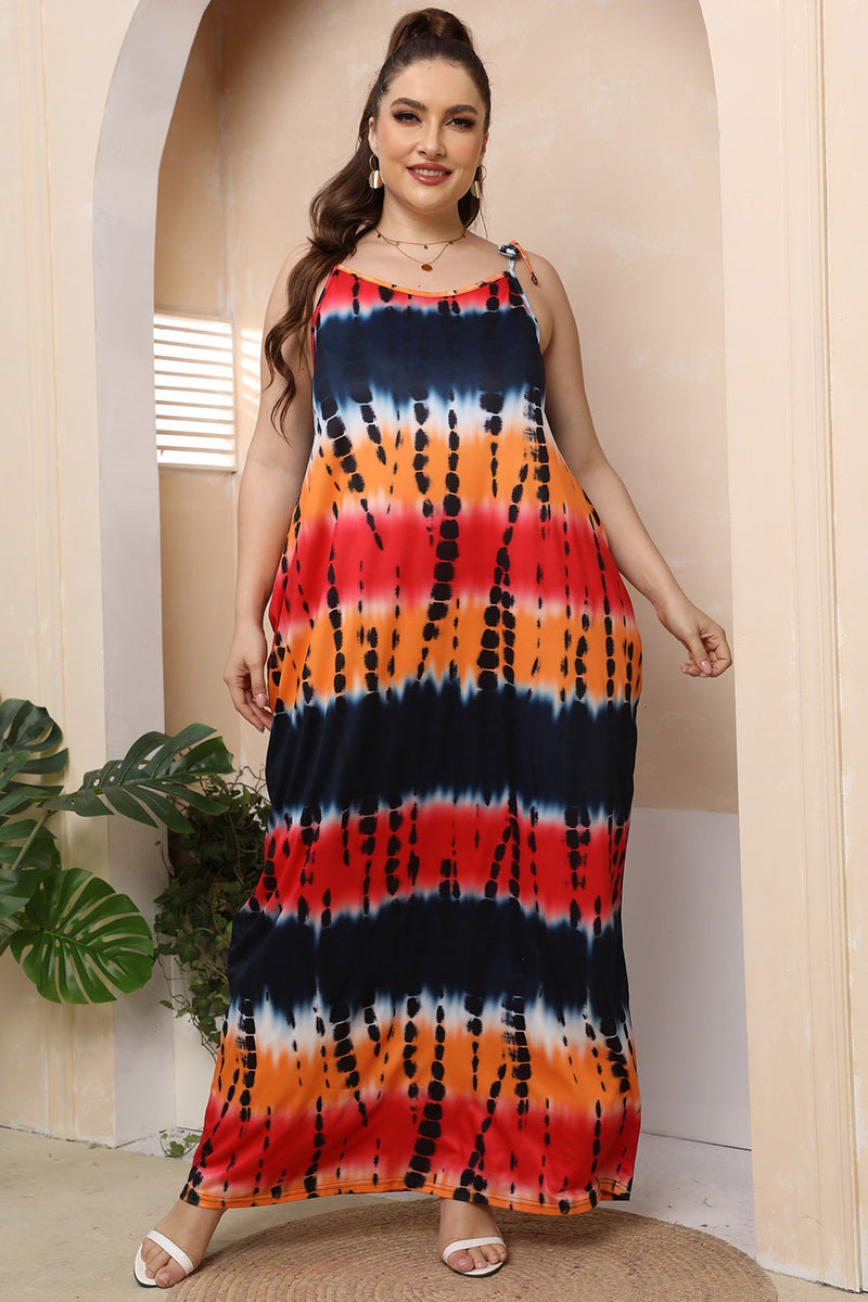 Plus size tie shoulder maxi dress, front view