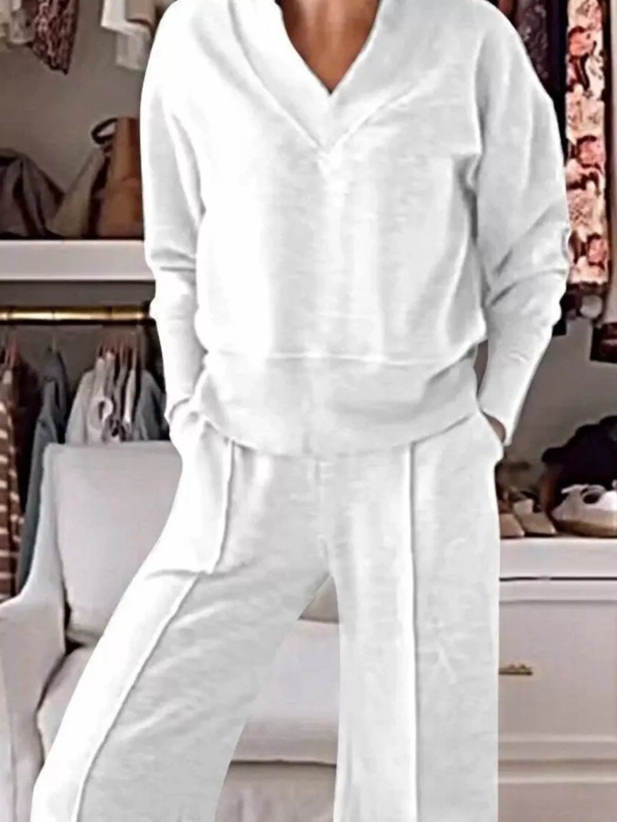Cozy two piece pants set close up