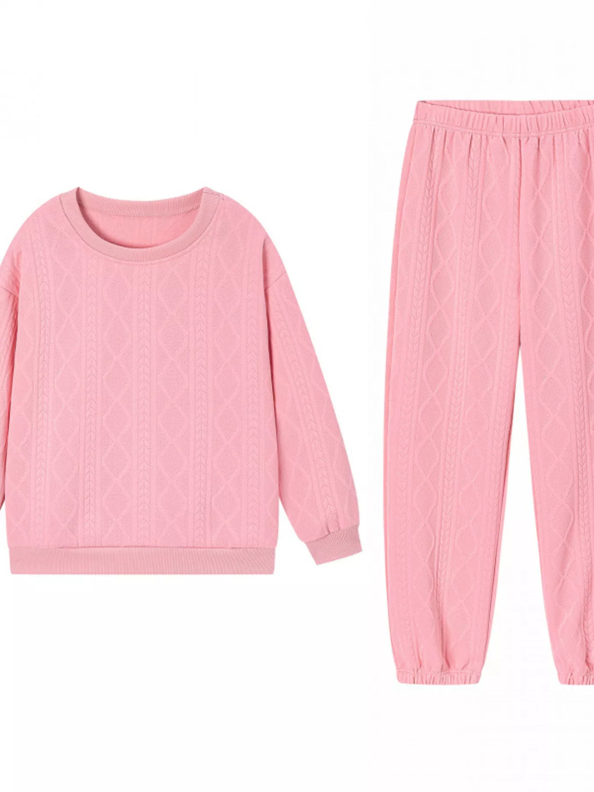 Texture Round Neck Top and Pants Set, view 8