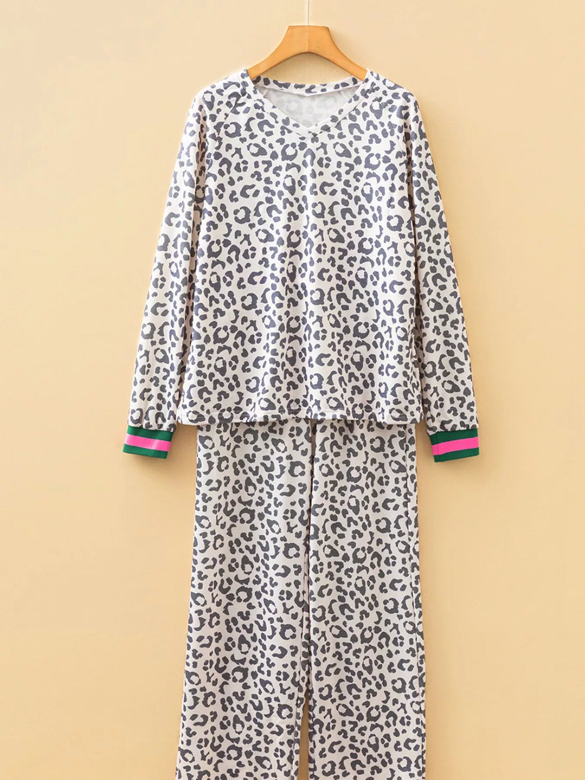 Drawstring striped pants from leopard two piece set