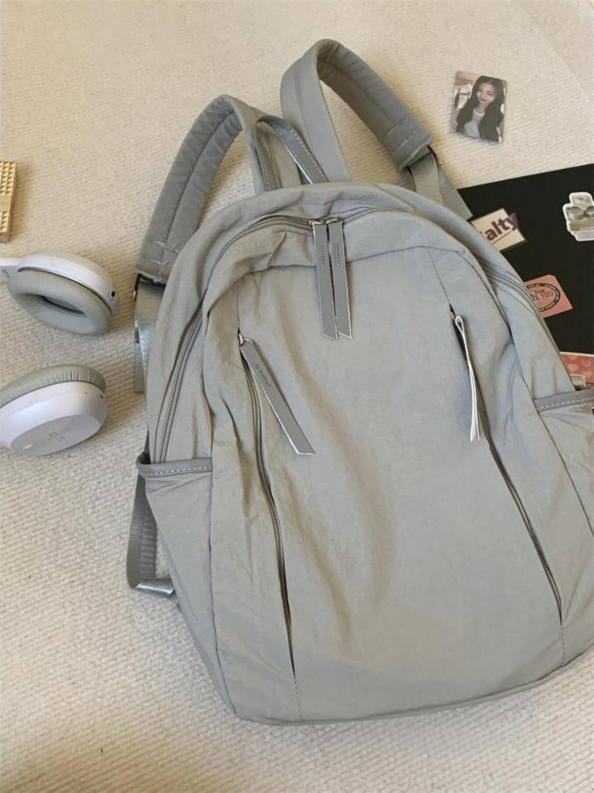 Casual lightweight nylon backpack side profile