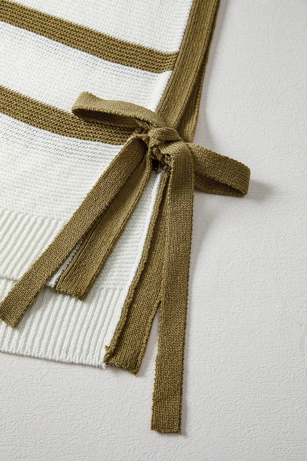 Stripe Tie Open Side Sweater Knitted Top - Fashorio