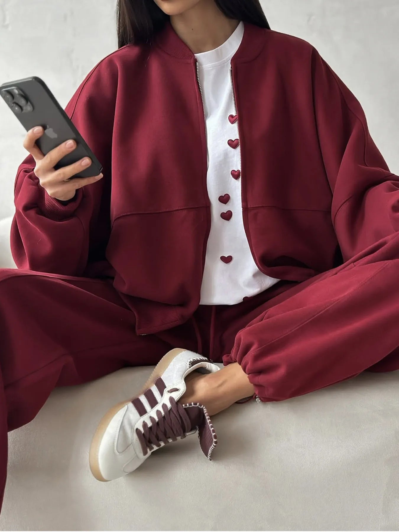 Plus Size Heart Round Neck Short Sleeve T-Shirt - Fashorio