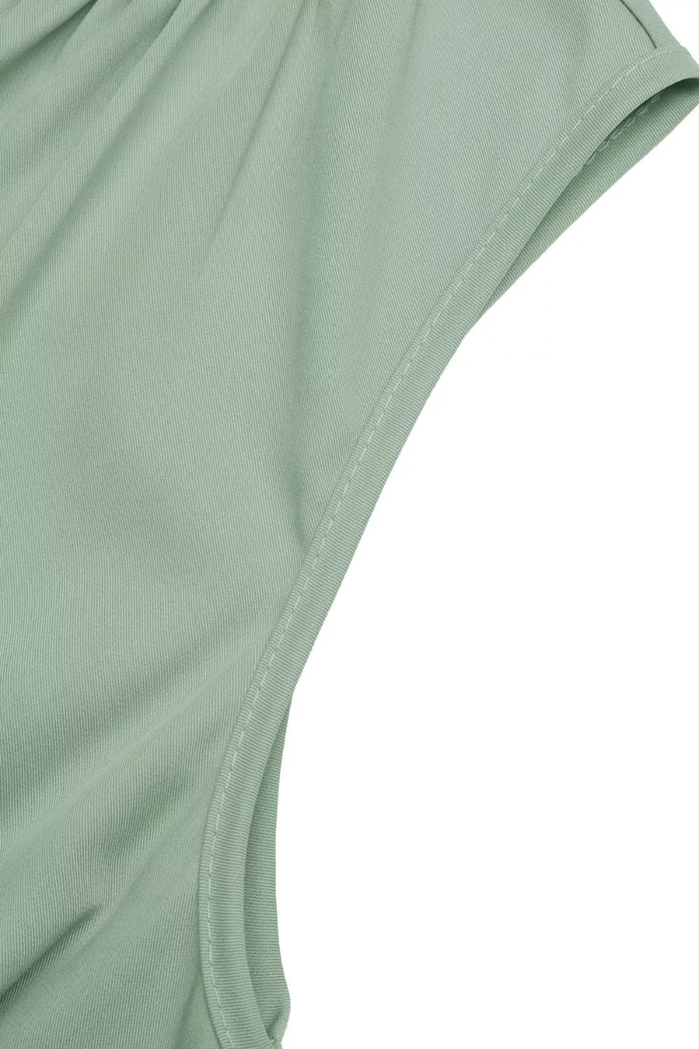 Sage A line high low hem dress angled view