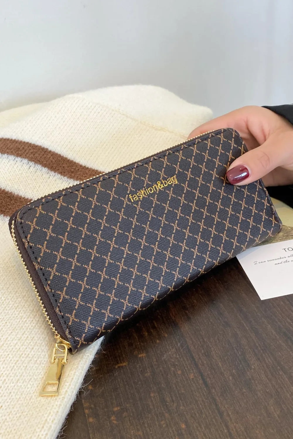 PU Leather Plaid Wallet - Fashorio