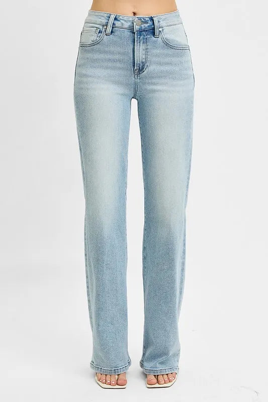 RISEN High Rise Wide Leg 90's Jeans - Fashorio