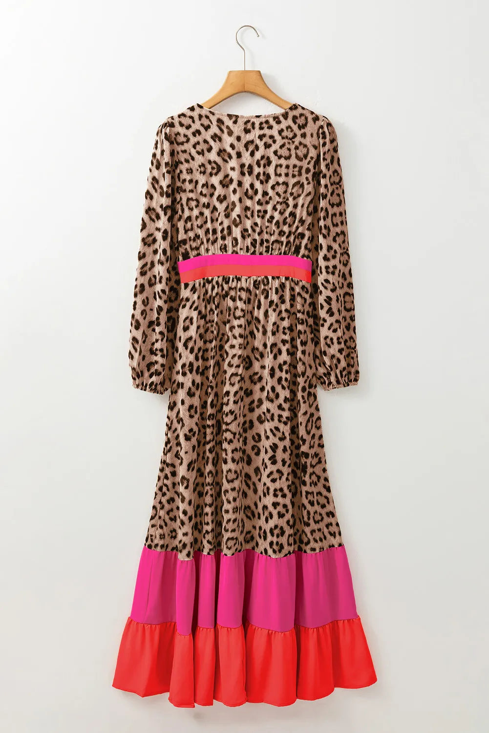 Leopard V Neck Long Sleeve Maxi Dress view 6