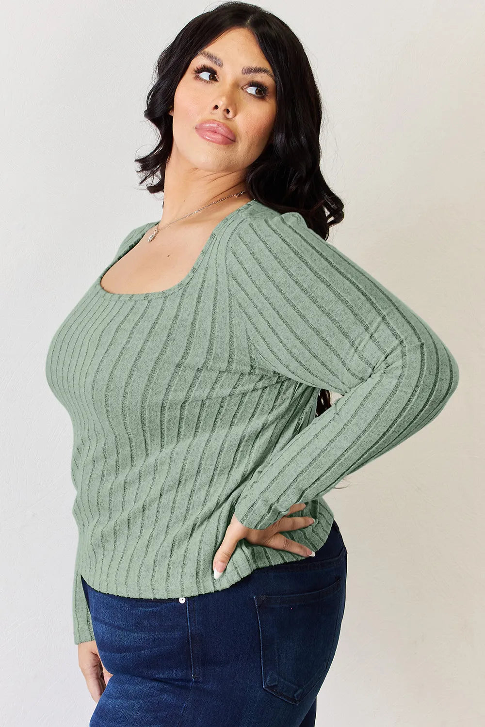 Basic Bae Ribbed Long Sleeve Top, view 27